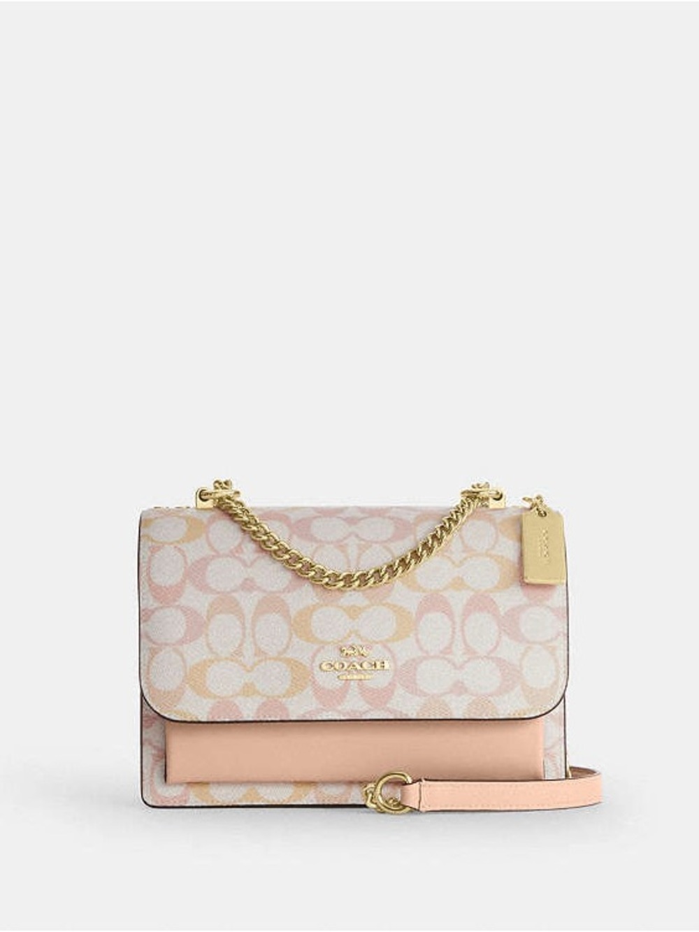 Coach Klare Crossbody Bag in Pink Signature Canvas Chain Shoulder Bag